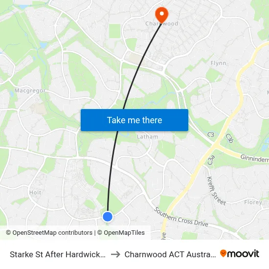 Starke St After Hardwick Cr to Charnwood ACT Australia map