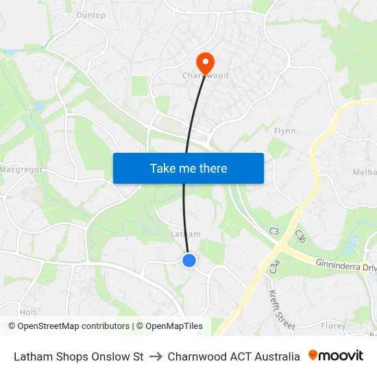 Latham Shops Onslow St to Charnwood ACT Australia map
