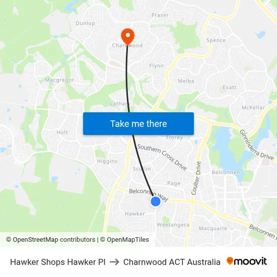 Hawker Shops Hawker Pl to Charnwood ACT Australia map