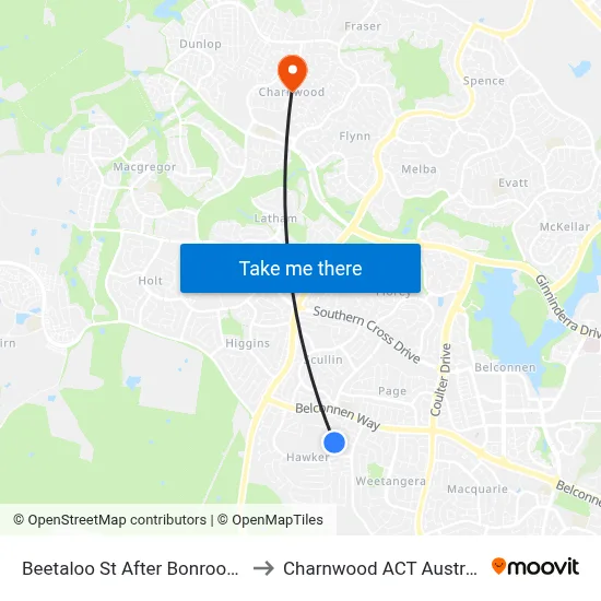 Beetaloo St After Bonrook St to Charnwood ACT Australia map