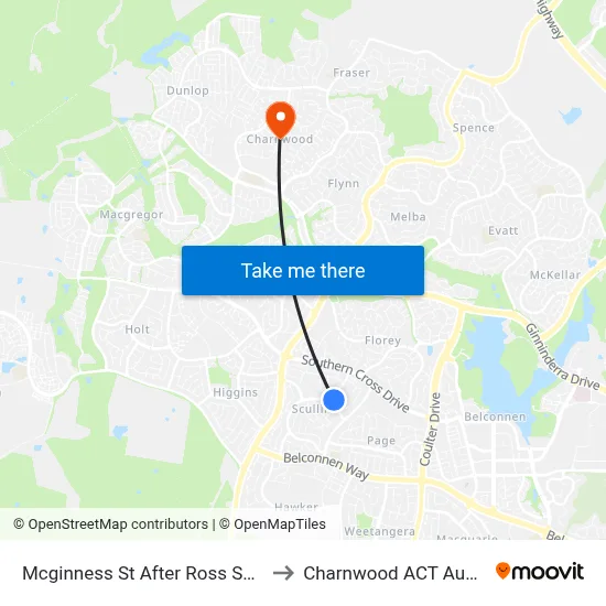 Mcginness St After Ross Smith Cr to Charnwood ACT Australia map