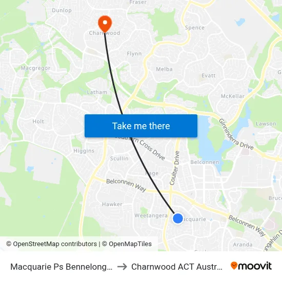 Macquarie Ps Bennelong Cr to Charnwood ACT Australia map