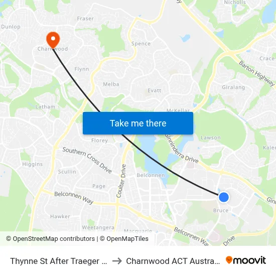 Thynne St After Traeger Ct to Charnwood ACT Australia map
