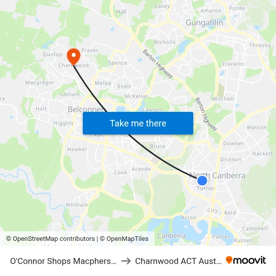 O'Connor Shops Macpherson St to Charnwood ACT Australia map