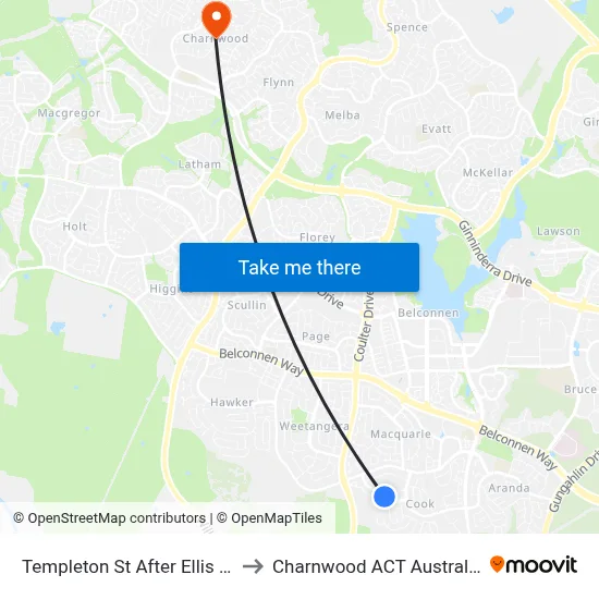Templeton St After Ellis St to Charnwood ACT Australia map