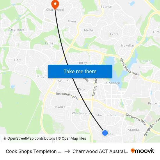 Cook Shops Templeton St to Charnwood ACT Australia map