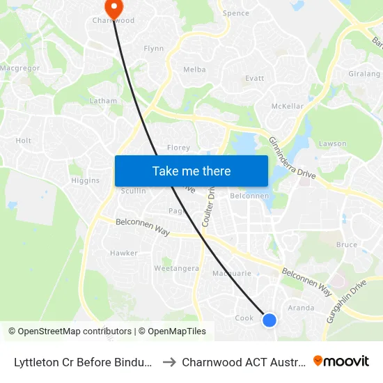 Lyttleton Cr Before Bindubi St to Charnwood ACT Australia map