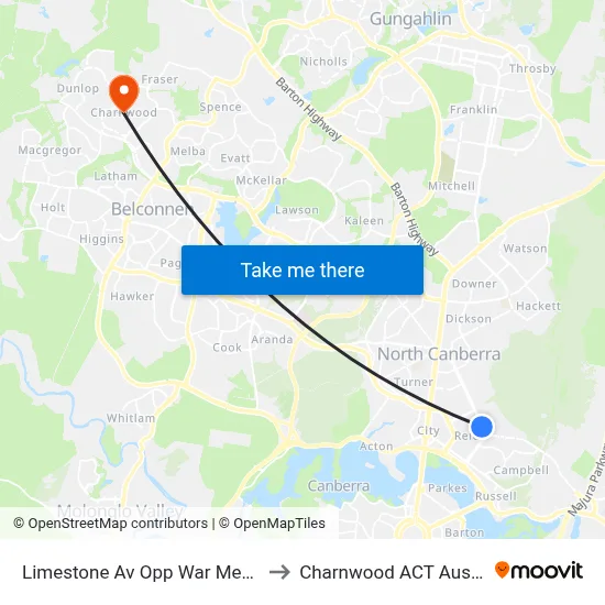 Limestone Av Opp War Memorial to Charnwood ACT Australia map