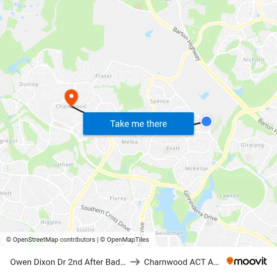 Owen Dixon Dr 2nd After Badenoch Cr to Charnwood ACT Australia map