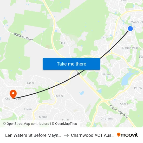 Len Waters St Before Maynard St to Charnwood ACT Australia map