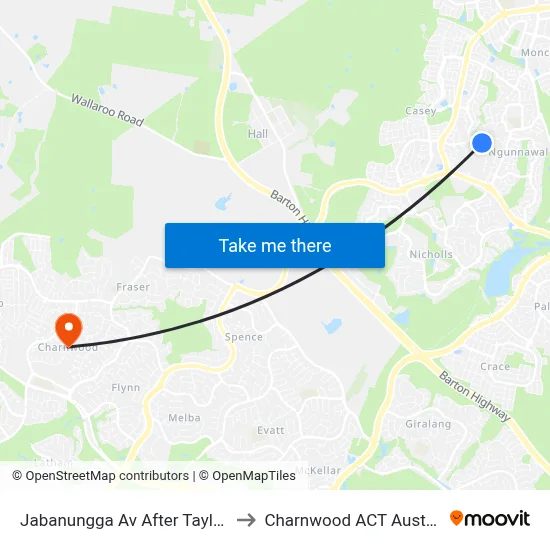 Jabanungga Av After Taylor St to Charnwood ACT Australia map
