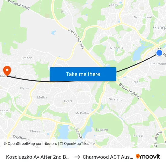 Kosciuszko Av After 2nd Buller Cr to Charnwood ACT Australia map