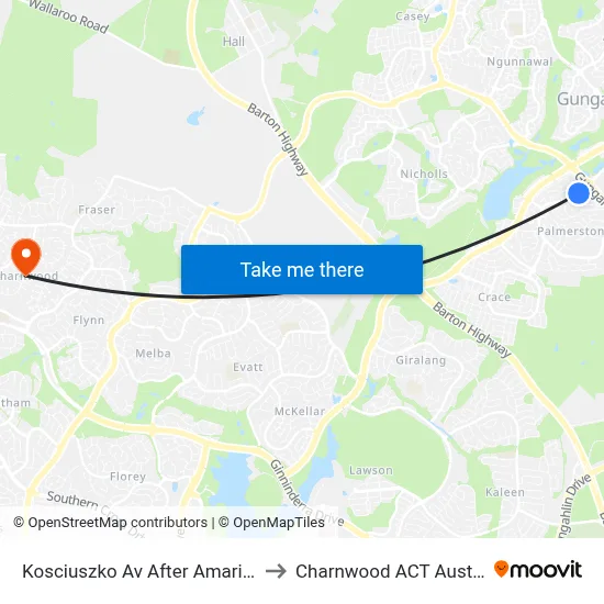 Kosciuszko Av After Amarina St to Charnwood ACT Australia map
