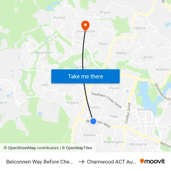 Belconnen Way Before Chewings St to Charnwood ACT Australia map