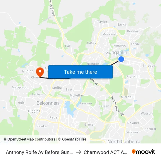 Anthony Rolfe Av Before Gundaroo Rd to Charnwood ACT Australia map