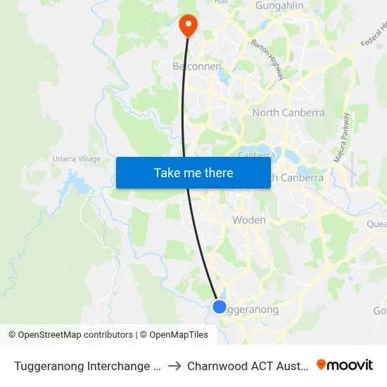 Tuggeranong Interchange Plt 5 to Charnwood ACT Australia map