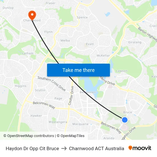 Haydon Dr Opp Cit Bruce to Charnwood ACT Australia map