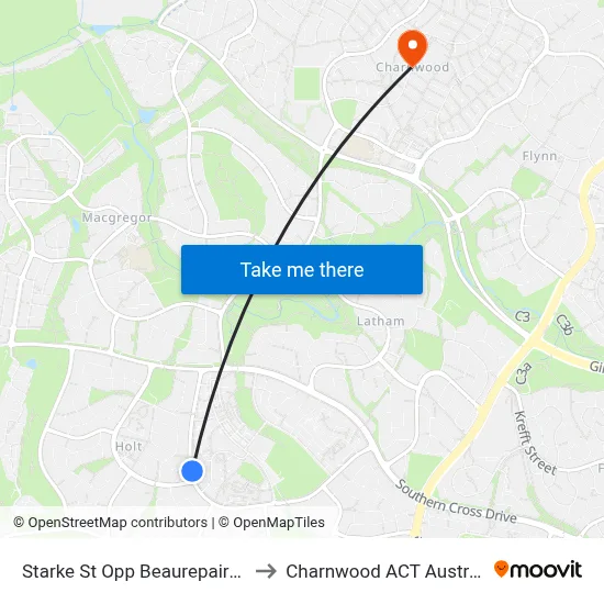 Starke St Opp Beaurepaire Cr to Charnwood ACT Australia map