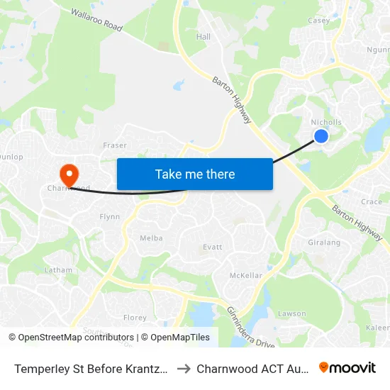 Temperley St Before Krantzcke Cct to Charnwood ACT Australia map