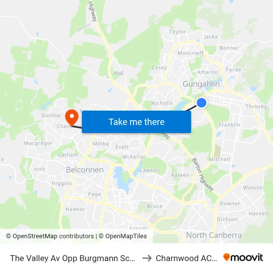 The Valley Av Opp Burgmann School Valley Campus to Charnwood ACT Australia map