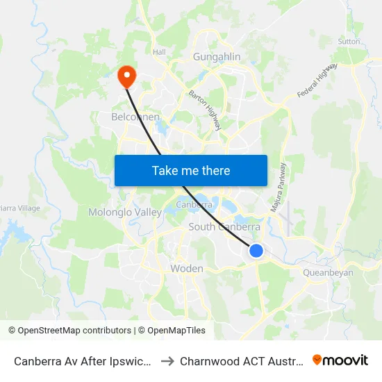 Canberra Av After Ipswich St to Charnwood ACT Australia map