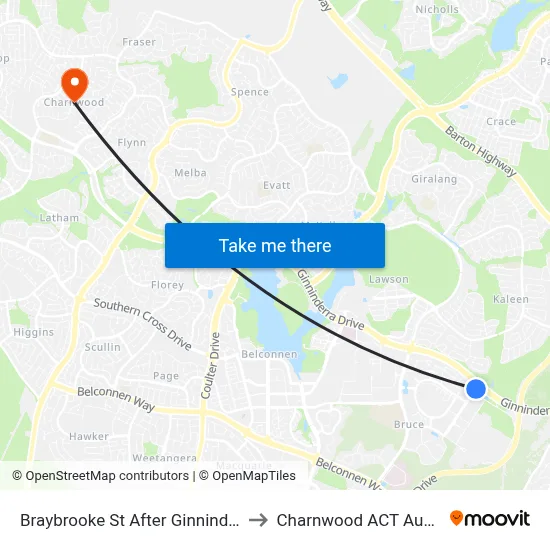 Braybrooke St After Ginninderra Dr to Charnwood ACT Australia map