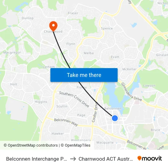 Belconnen Interchange Plt 5 to Charnwood ACT Australia map