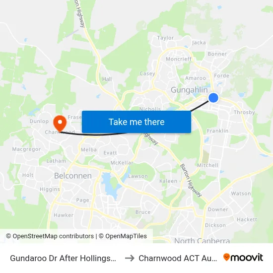 Gundaroo Dr After Hollingsworth St to Charnwood ACT Australia map