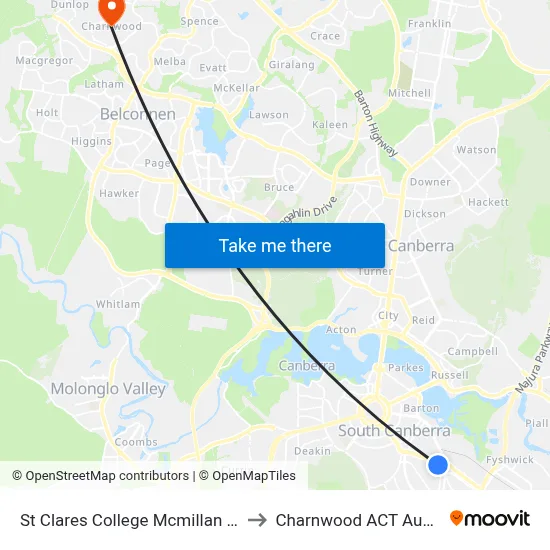 St Clares College Mcmillan Cr Sso to Charnwood ACT Australia map