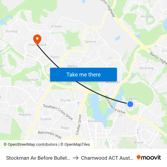 Stockman Av Before Bulletin St to Charnwood ACT Australia map