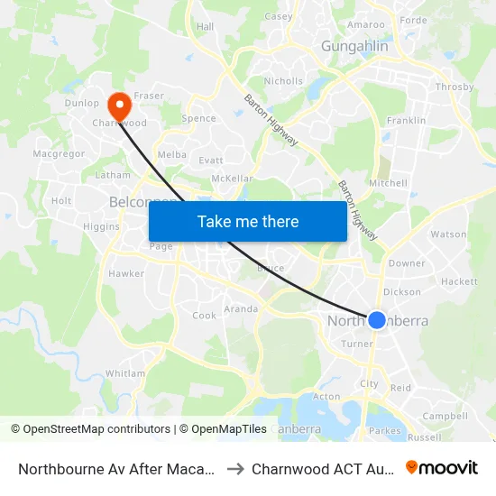 Northbourne Av After Macarthur Av to Charnwood ACT Australia map