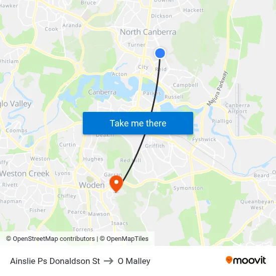 Ainslie Ps Donaldson St to O Malley map