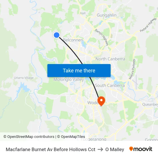 Macfarlane Burnet Av Before Hollows Cct to O Malley map