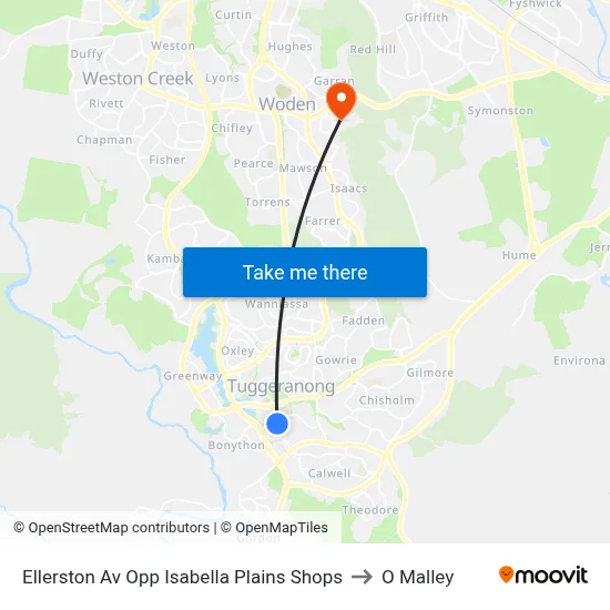 Ellerston Av Opp Isabella Plains Shops to O Malley map