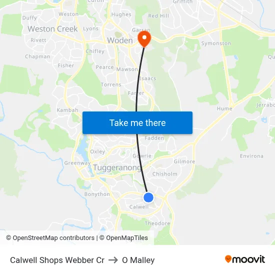 Calwell Shops Webber Cr to O Malley map