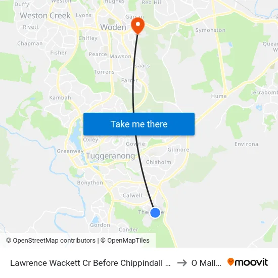 Lawrence Wackett Cr Before Chippindall Cct to O Malley map
