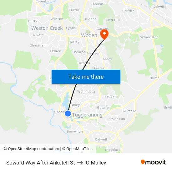 Soward Way After Anketell St to O Malley map
