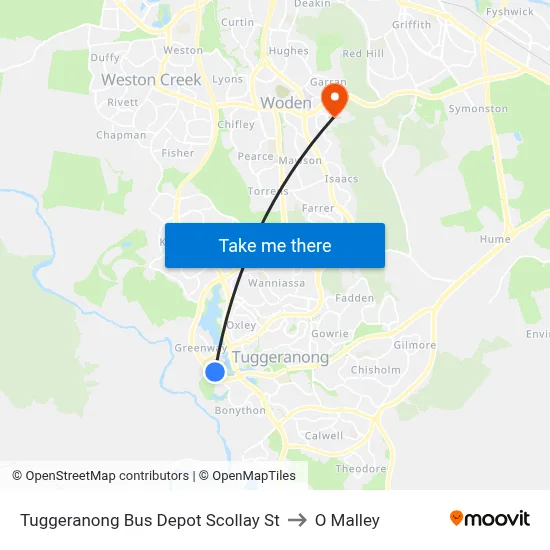 Tuggeranong Bus Depot Scollay St to O Malley map