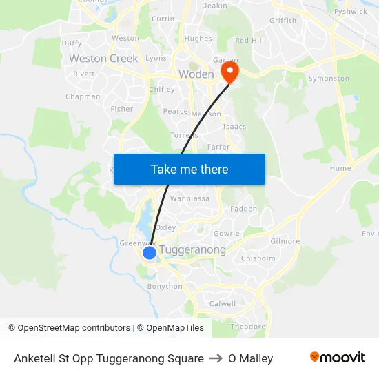 Anketell St Opp Tuggeranong Square to O Malley map