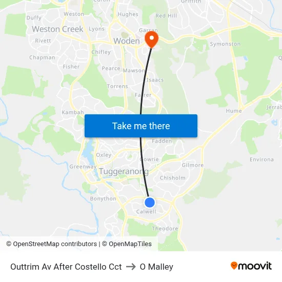 Outtrim Av After Costello Cct to O Malley map