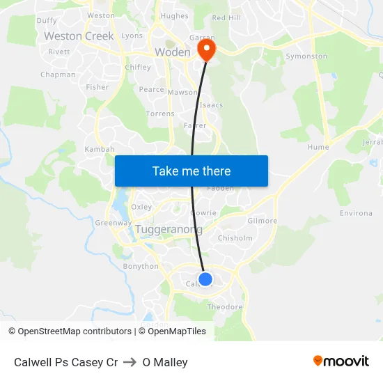 Calwell Ps Casey Cr to O Malley map