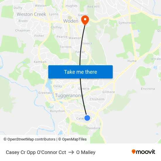 Casey Cr Opp O'Connor Cct to O Malley map
