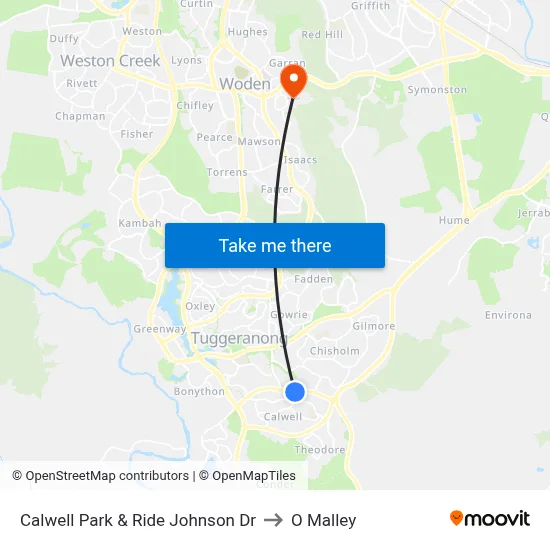 Calwell Park & Ride Johnson Dr to O Malley map