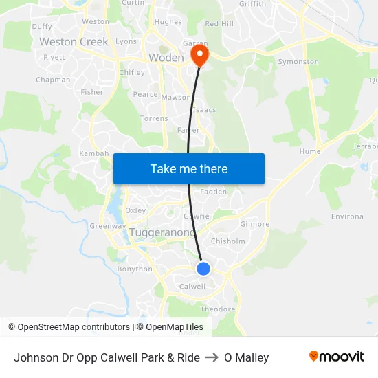 Johnson Dr Opp Calwell Park & Ride to O Malley map