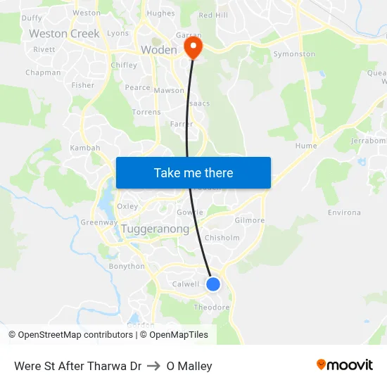 Were St After Tharwa Dr to O Malley map
