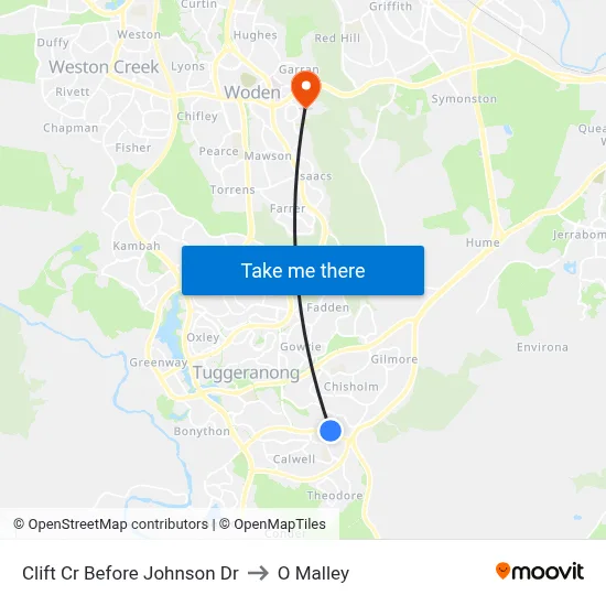 Clift Cr Before Johnson Dr to O Malley map