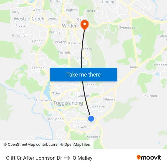 Clift Cr After Johnson Dr to O Malley map