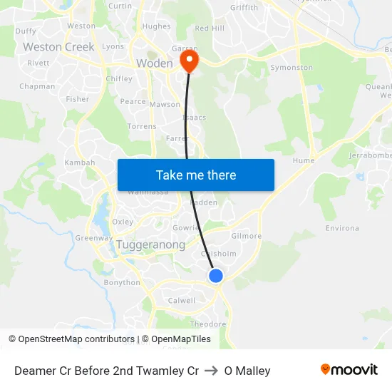 Deamer Cr Before 2nd Twamley Cr to O Malley map