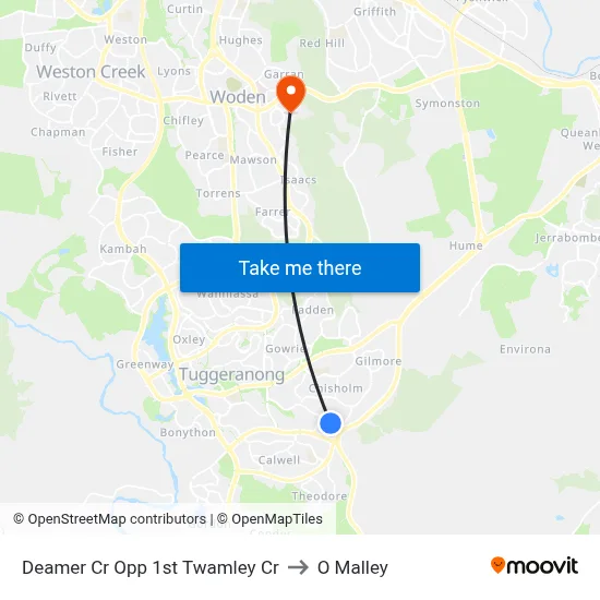 Deamer Cr Opp 1st Twamley Cr to O Malley map