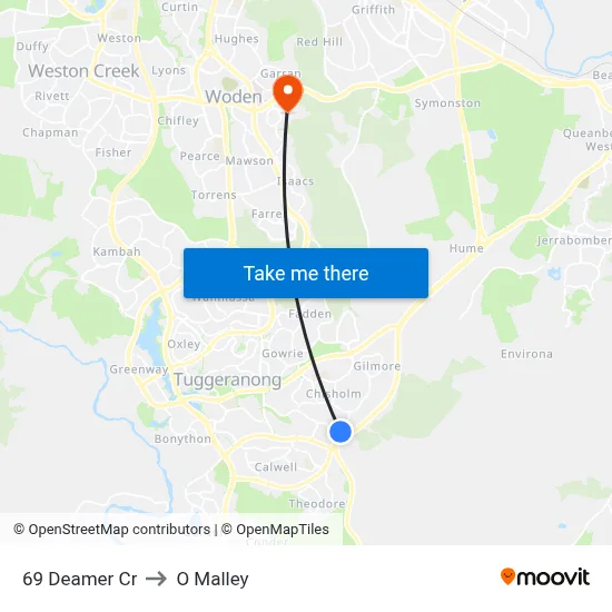 69 Deamer Cr to O Malley map